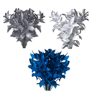 White & Silver & Blue Painted Ruscus
