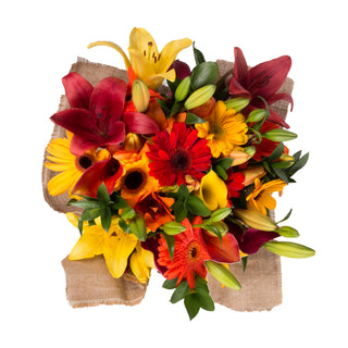 Fall Explosion Bouquet with Burlap