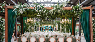 Colorful fresh filler flowers including baby's breath limonium and hypericum for floral arrangements