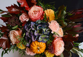 Spooky Halloween floral decorations featuring fresh and dried flowers from Bloomingmore