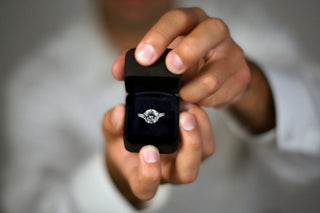 Romantic rose petal proposal setup with farm-fresh rose petals from Bloomingmore for a beach, home, or scenic engagement