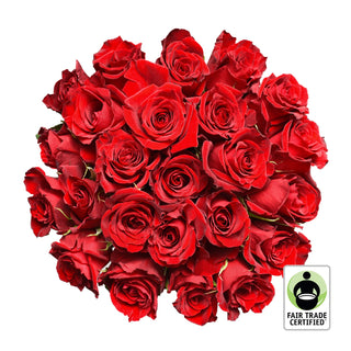 Fair Trade Natural Red Roses - Choose from  25 to 100 Stems Red roses - fresh-cut roses by Bloomingmore - ideal for weddings and floral events