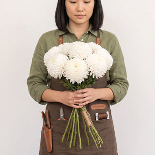 White Natural Football Mums