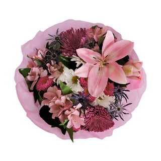 pink, purple, white floral arrangement