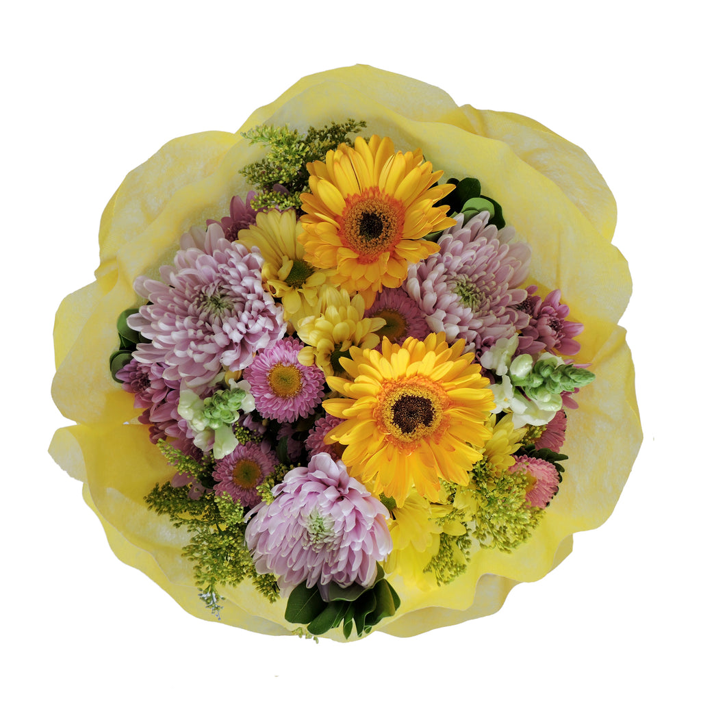yellow and lavender flowers bouquet