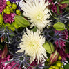 Purple, white and green flowers bouquet