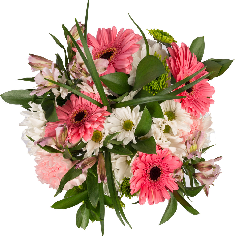 Pink, white, and green flower bouquet