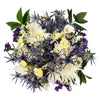 white, purple and blue flower bouquet