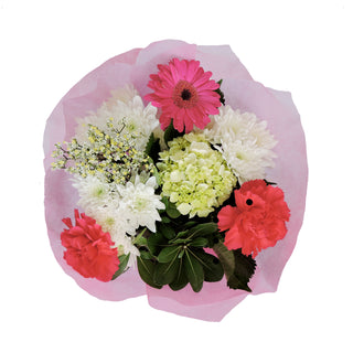 Pink, white and green flowers bouquet