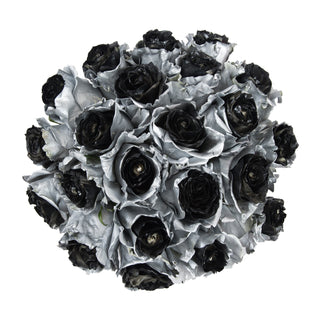 Marshmallow Silver & Black Painted Roses