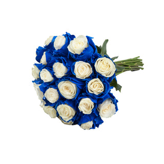 Marshmallow White & Blue Painted Roses