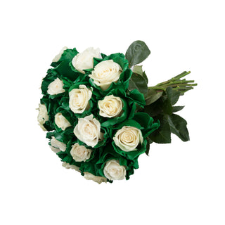 Marshmallow White & Green Painted Roses