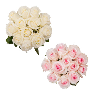 Farm Fresh Dozen Light Pink & White Roses Wedding Pack