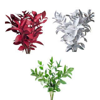Red & White & Green Painted Ruscus