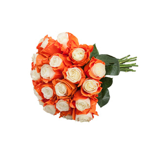 Marshmallow White & Orange Painted Roses White roses - fresh-cut roses by Bloomingmore - ideal for weddings and floral events