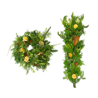 Orange Spice Wreath and Garland Combo Orange flowers - fresh-cut flowers by Bloomingmore - perfect for gifting or decoration