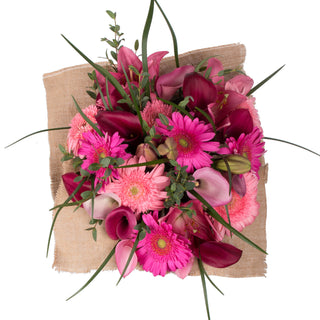 Pink Emma Bouquet with Burlap Pink flowers - fresh-cut flowers by Bloomingmore - perfect for gifting or decoration