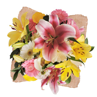 Pretty Little Lilies Bouquet with Burlap Pretty flowers - fresh-cut flowers by Bloomingmore - perfect for gifting or decoration