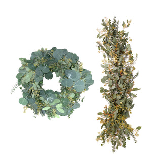 Silver Eucalyptus Wreath and Garland Combo Green flowers - fresh-cut flowers by Bloomingmore - perfect for gifting or decoration