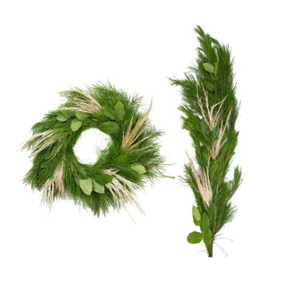Sleigh Ride Wreath and Garland Combo Green flowers - fresh-cut flowers by Bloomingmore - perfect for gifting or decoration
