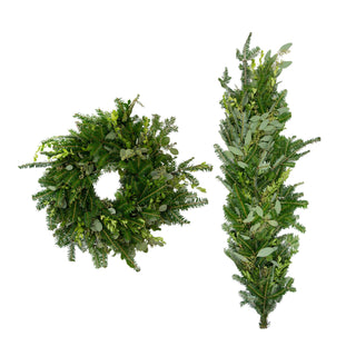 Very Merry Wreath and Garland Combo Green flowers - fresh-cut flowers by Bloomingmore - perfect for gifting or decoration